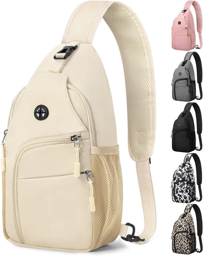 Crossbody Bags for Women Man Waterproof Sling Bag Backpack Trendy Casual Cross Body Bag with Convertible Shoulder Strap Chest Bag for Camping Hiking Travel Essentials (Black, Medium )