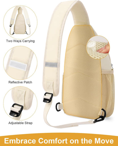 Crossbody Bags for Women Man Waterproof Sling Bag Backpack Trendy Casual Cross Body Bag with Convertible Shoulder Strap Chest Bag for Camping Hiking Travel Essentials (Black, Medium )