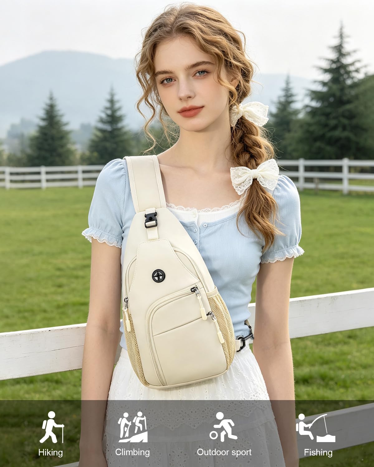 Crossbody Bags for Women Man Waterproof Sling Bag Backpack Trendy Casual Cross Body Bag with Convertible Shoulder Strap Chest Bag for Camping Hiking Travel Essentials (Black, Medium )