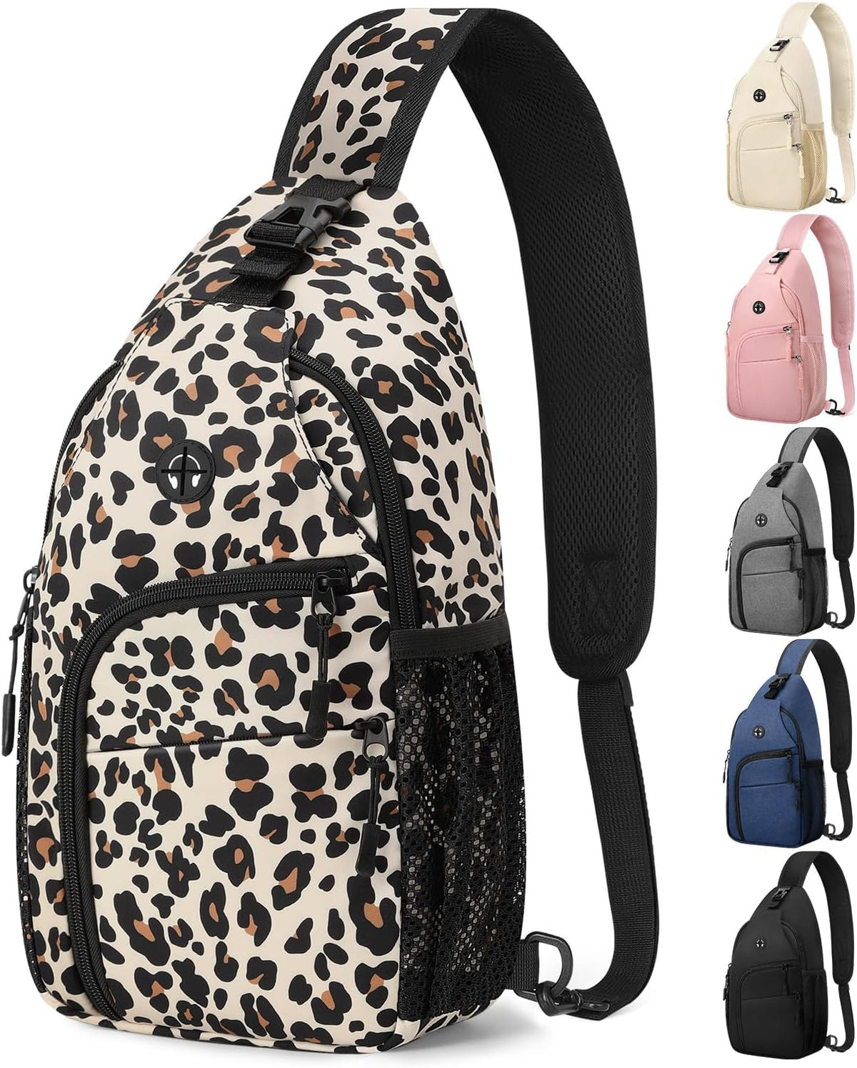 Crossbody Bags for Women Man Waterproof Sling Bag Backpack Trendy Casual Cross Body Bag with Convertible Shoulder Strap Chest Bag for Camping Hiking Travel Essentials (Black, Medium )
