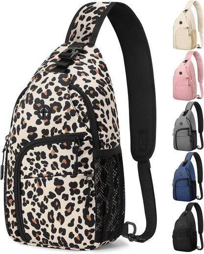 Crossbody Bags for Women Man Waterproof Sling Bag Backpack Trendy Casual Cross Body Bag with Convertible Shoulder Strap Chest Bag for Camping Hiking Travel Essentials (Black, Medium )
