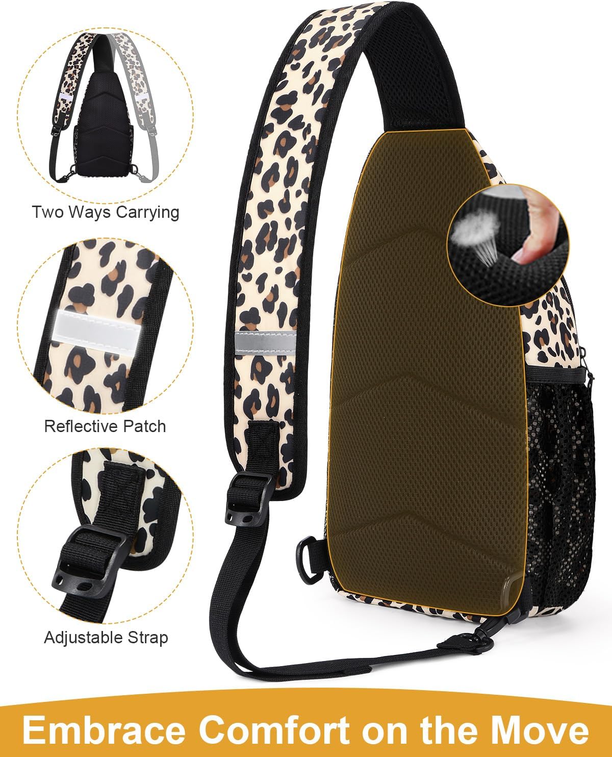 Crossbody Bags for Women Man Waterproof Sling Bag Backpack Trendy Casual Cross Body Bag with Convertible Shoulder Strap Chest Bag for Camping Hiking Travel Essentials (Black, Medium )