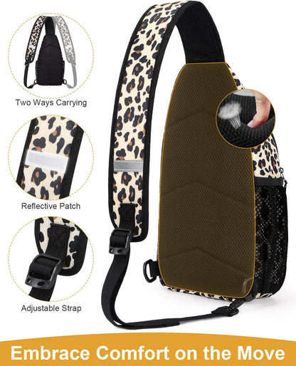 Crossbody Bags for Women Man Waterproof Sling Bag Backpack Trendy Casual Cross Body Bag with Convertible Shoulder Strap Chest Bag for Camping Hiking Travel Essentials (Black, Medium )