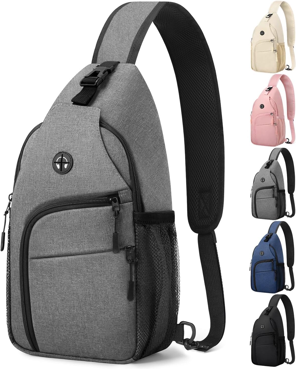 Crossbody Bags for Women Man Waterproof Sling Bag Backpack Trendy Casual Cross Body Bag with Convertible Shoulder Strap Chest Bag for Camping Hiking Travel Essentials (Black, Medium )