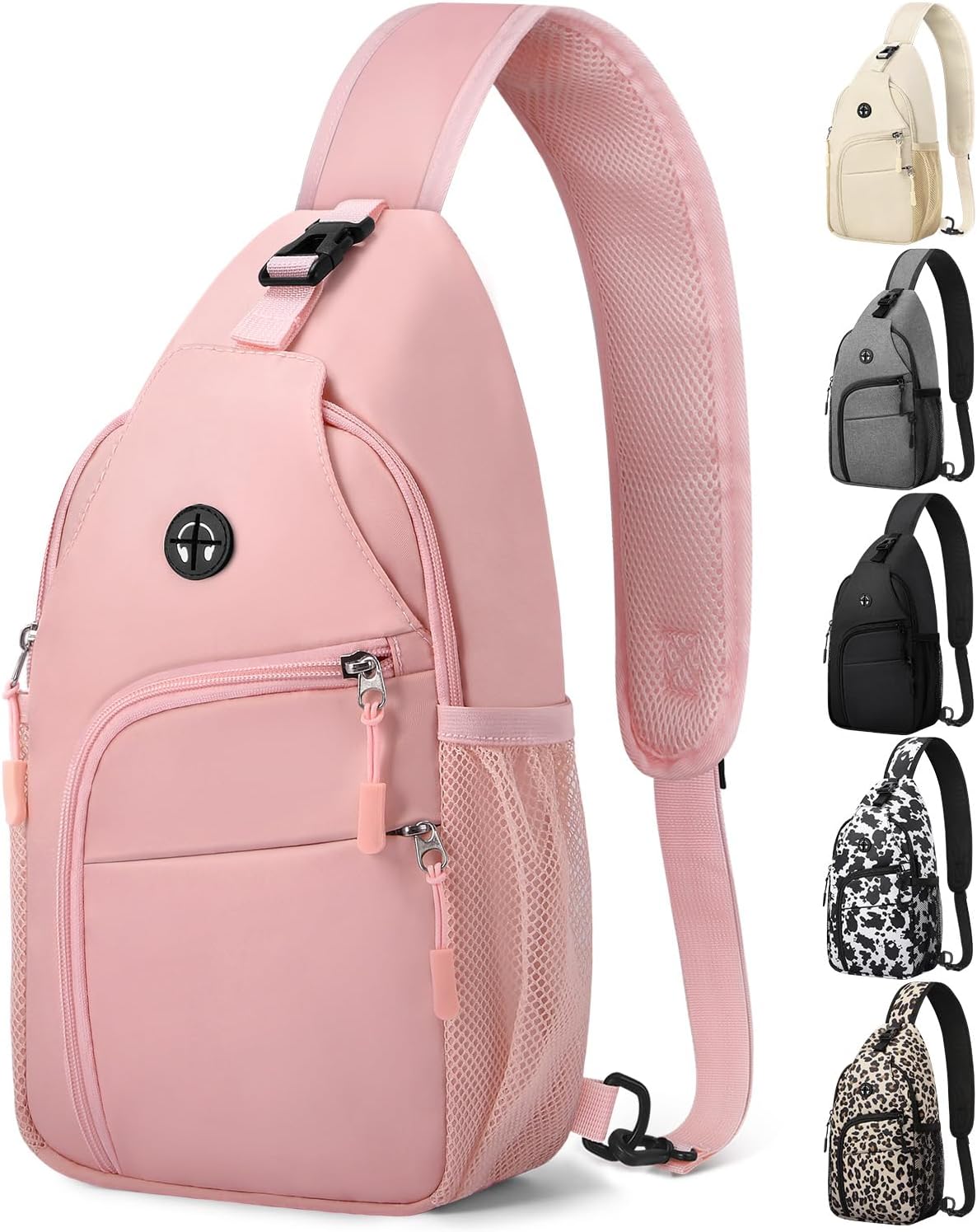 Crossbody Bags for Women Man Waterproof Sling Bag Backpack Trendy Casual Cross Body Bag with Convertible Shoulder Strap Chest Bag for Camping Hiking Travel Essentials (Black, Medium )