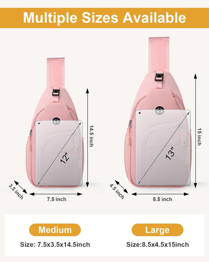 Crossbody Bags for Women Man Waterproof Sling Bag Backpack Trendy Casual Cross Body Bag with Convertible Shoulder Strap Chest Bag for Camping Hiking Travel Essentials (Black, Medium )