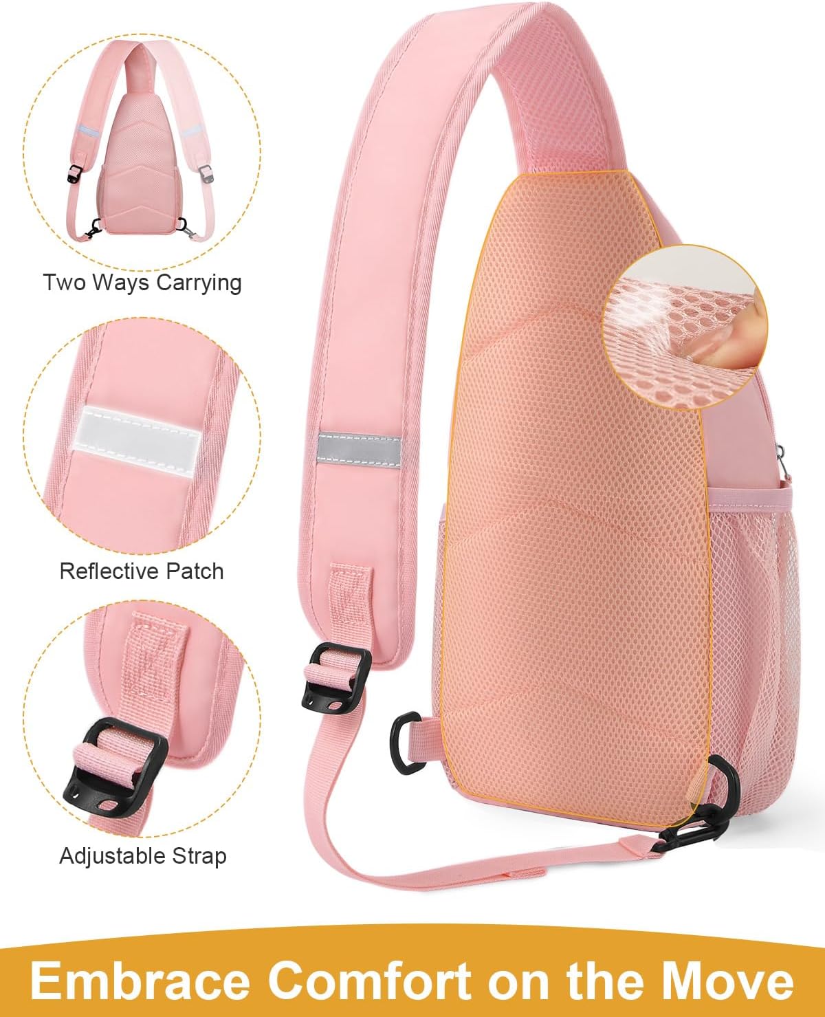 Crossbody Bags for Women Man Waterproof Sling Bag Backpack Trendy Casual Cross Body Bag with Convertible Shoulder Strap Chest Bag for Camping Hiking Travel Essentials (Black, Medium )