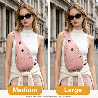 Crossbody Bags for Women Man Waterproof Sling Bag Backpack Trendy Casual Cross Body Bag with Convertible Shoulder Strap Chest Bag for Camping Hiking Travel Essentials (Black, Medium )