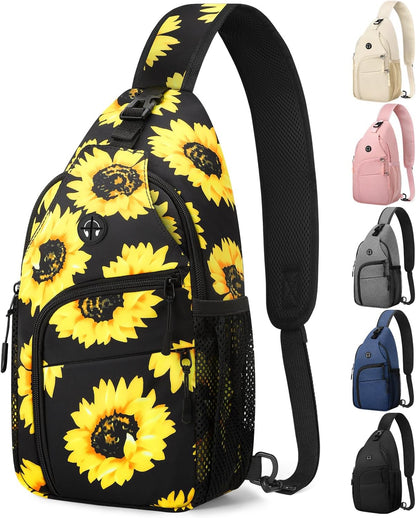 Crossbody Bags for Women Man Waterproof Sling Bag Backpack Trendy Casual Cross Body Bag with Convertible Shoulder Strap Chest Bag for Camping Hiking Travel Essentials (Black, Medium )