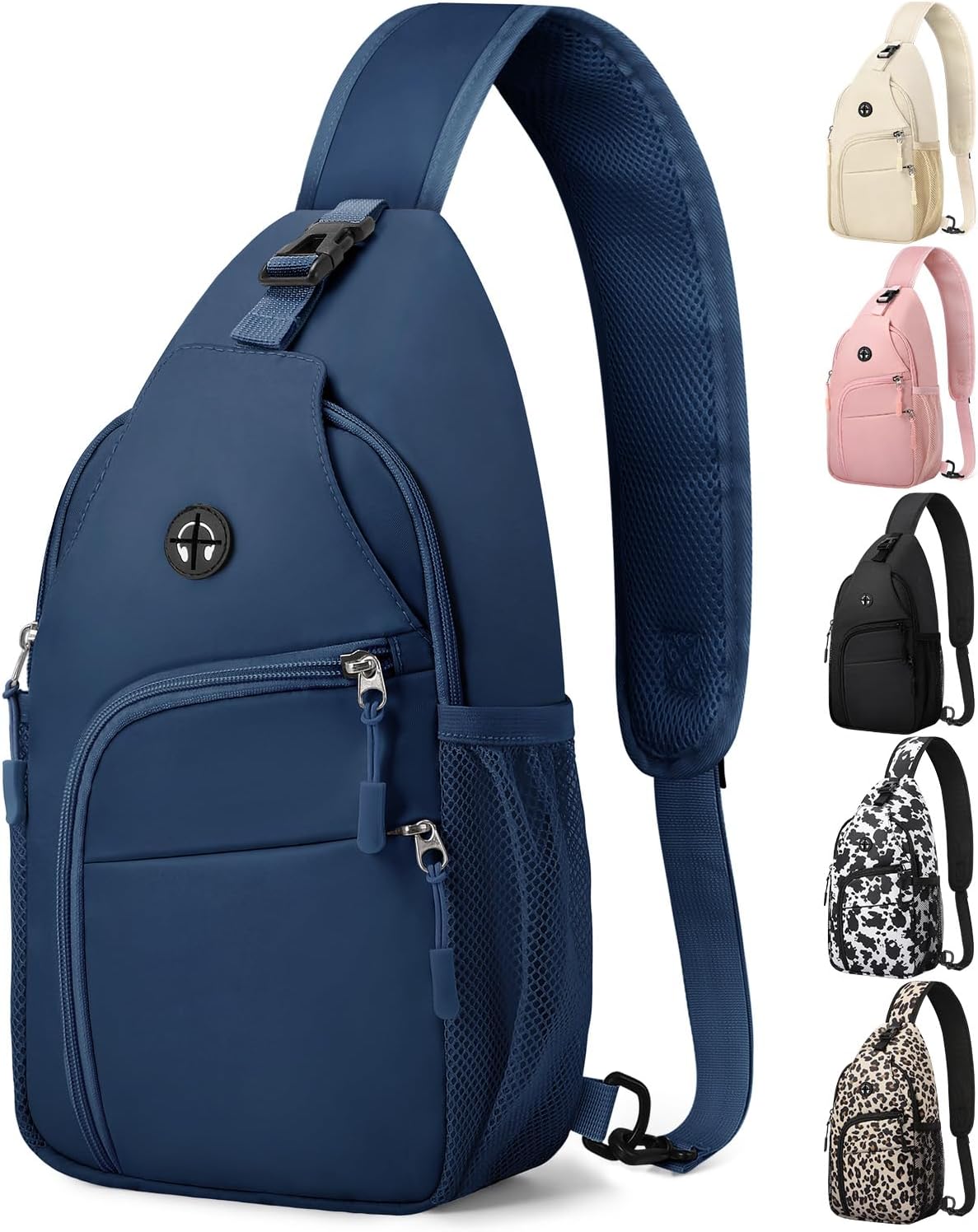 Crossbody Bags for Women Man Waterproof Sling Bag Backpack Trendy Casual Cross Body Bag with Convertible Shoulder Strap Chest Bag for Camping Hiking Travel Essentials (Black, Medium )