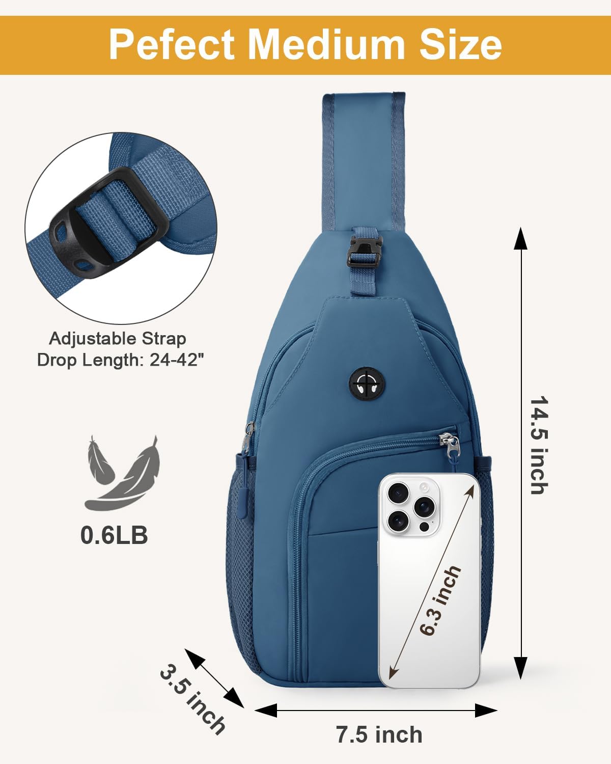 Crossbody Bags for Women Man Waterproof Sling Bag Backpack Trendy Casual Cross Body Bag with Convertible Shoulder Strap Chest Bag for Camping Hiking Travel Essentials (Black, Medium )