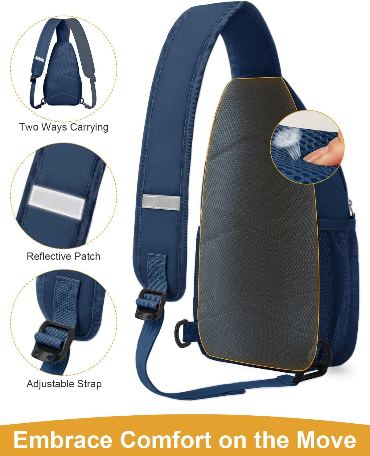 Crossbody Bags for Women Man Waterproof Sling Bag Backpack Trendy Casual Cross Body Bag with Convertible Shoulder Strap Chest Bag for Camping Hiking Travel Essentials (Black, Medium )