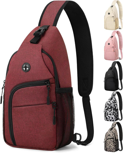 Crossbody Bags for Women Man Waterproof Sling Bag Backpack Trendy Casual Cross Body Bag with Convertible Shoulder Strap Chest Bag for Camping Hiking Travel Essentials (Black, Medium )