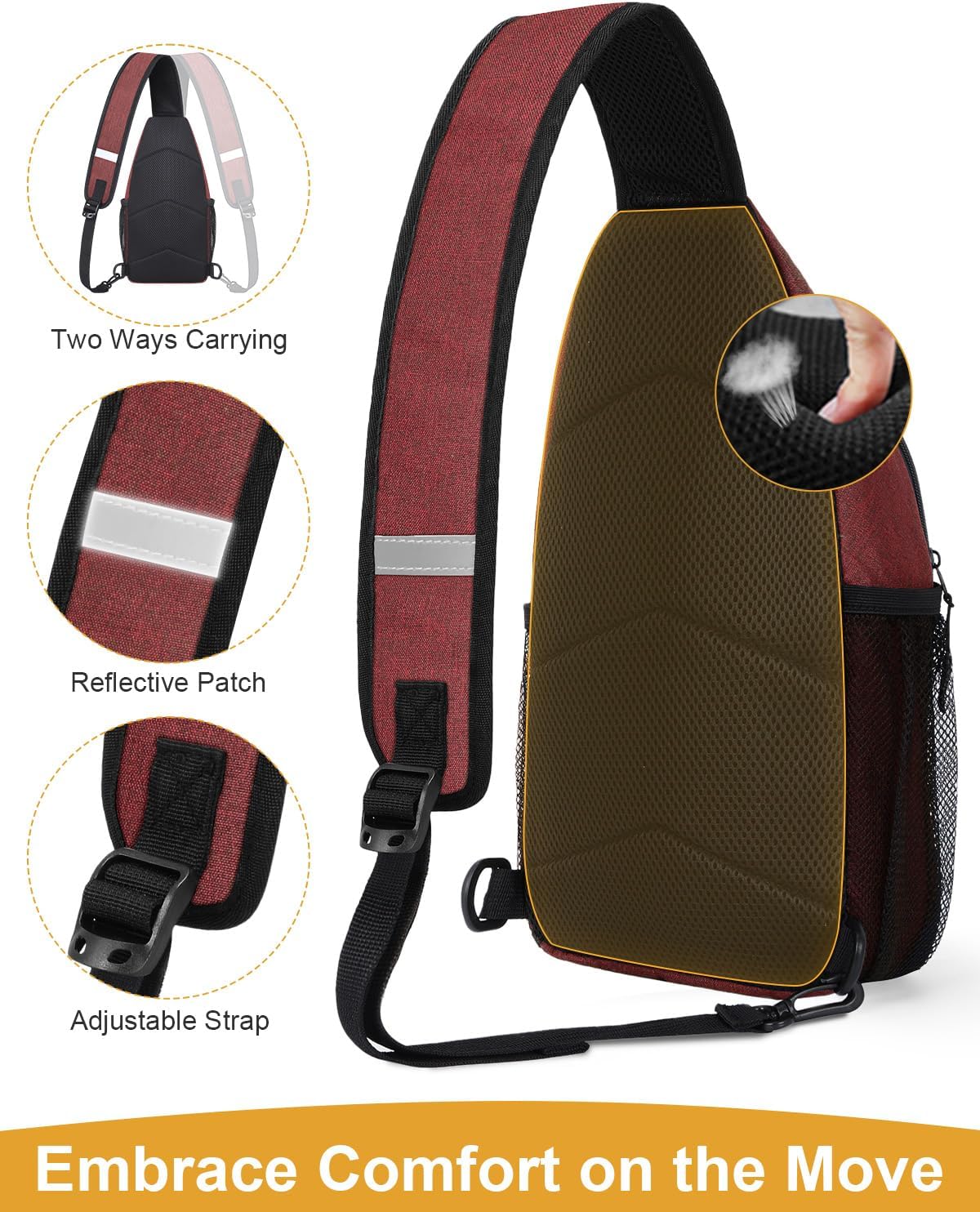 Crossbody Bags for Women Man Waterproof Sling Bag Backpack Trendy Casual Cross Body Bag with Convertible Shoulder Strap Chest Bag for Camping Hiking Travel Essentials (Black, Medium )