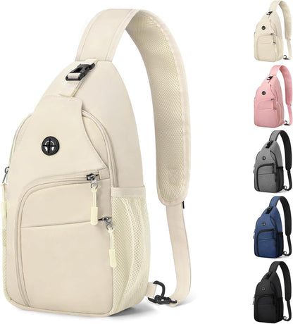 Crossbody Bags for Women Man Waterproof Sling Bag Backpack Trendy Casual Cross Body Bag with Convertible Shoulder Strap Chest Bag for Camping Hiking Travel Essentials (Black, Medium )