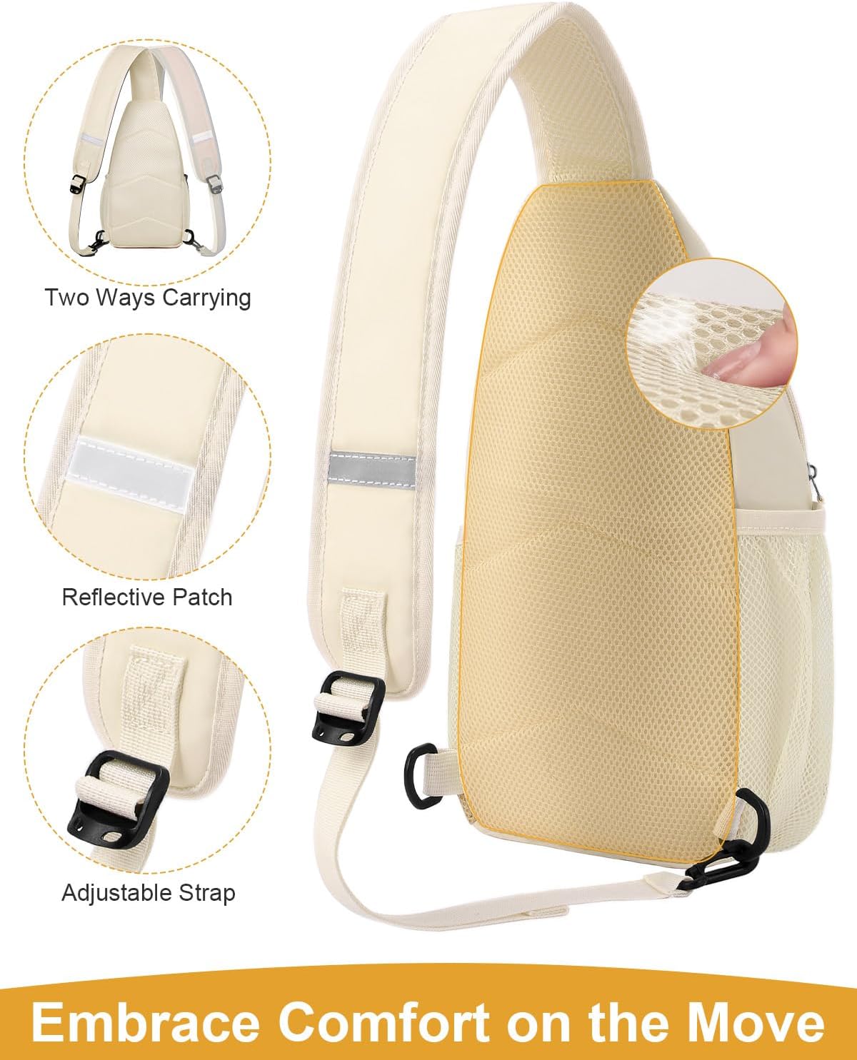 Crossbody Bags for Women Man Waterproof Sling Bag Backpack Trendy Casual Cross Body Bag with Convertible Shoulder Strap Chest Bag for Camping Hiking Travel Essentials (Black, Medium )