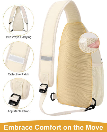 Crossbody Bags for Women Man Waterproof Sling Bag Backpack Trendy Casual Cross Body Bag with Convertible Shoulder Strap Chest Bag for Camping Hiking Travel Essentials (Black, Medium )