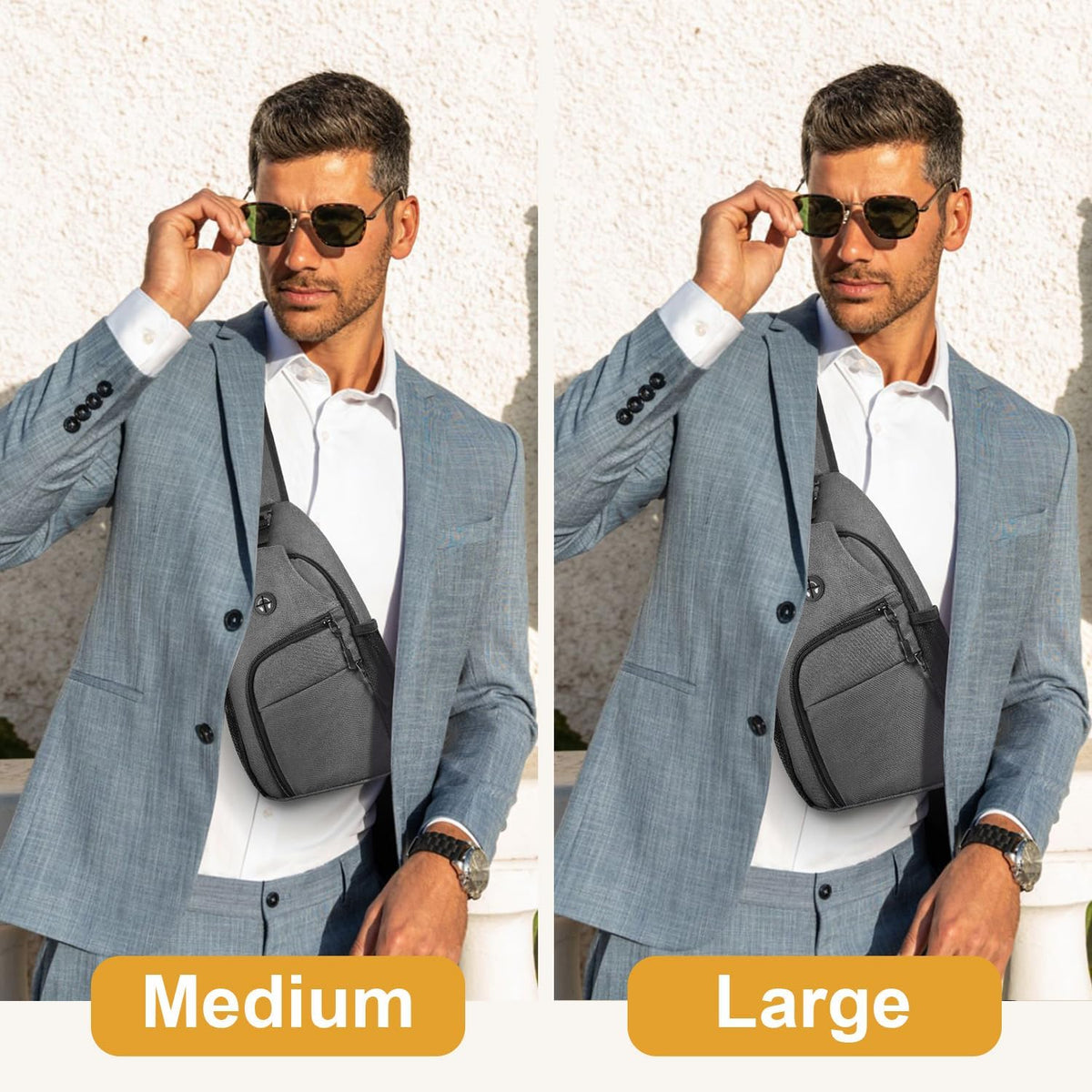 Crossbody Bags for Women Man Waterproof Sling Bag Backpack Trendy Casual Cross Body Bag with Convertible Shoulder Strap Chest Bag for Camping Hiking Travel Essentials (Black, Medium )