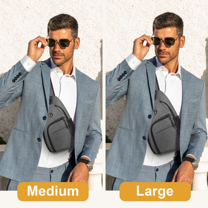 Crossbody Bags for Women Man Waterproof Sling Bag Backpack Trendy Casual Cross Body Bag with Convertible Shoulder Strap Chest Bag for Camping Hiking Travel Essentials (Black, Medium )