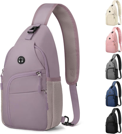Crossbody Bags for Women Man Waterproof Sling Bag Backpack Trendy Casual Cross Body Bag with Convertible Shoulder Strap Chest Bag for Camping Hiking Travel Essentials (Black, Medium )