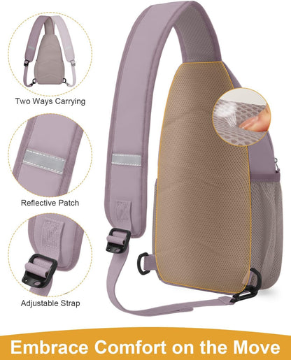 Crossbody Bags for Women Man Waterproof Sling Bag Backpack Trendy Casual Cross Body Bag with Convertible Shoulder Strap Chest Bag for Camping Hiking Travel Essentials (Black, Medium )