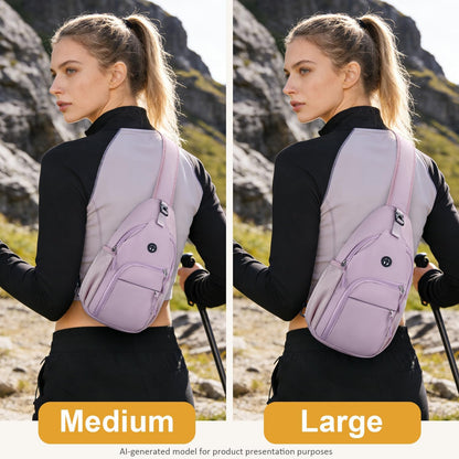 Crossbody Bags for Women Man Waterproof Sling Bag Backpack Trendy Casual Cross Body Bag with Convertible Shoulder Strap Chest Bag for Camping Hiking Travel Essentials (Black, Medium )