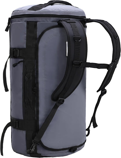 Large Duffle Bag Backpack for Travel Camping Gym Sports, 45L/60L/90L | Water Resistant, Convertible Duffel, Detachable Backpack Straps, Shoe Compartment, Heavy-Duty Tarpaulin, 3 Sizes