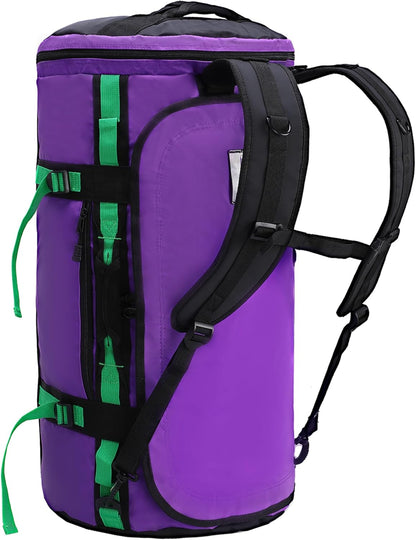 Large Duffle Bag Backpack for Travel Camping Gym Sports, 45L/60L/90L | Water Resistant, Convertible Duffel, Detachable Backpack Straps, Shoe Compartment, Heavy-Duty Tarpaulin, 3 Sizes