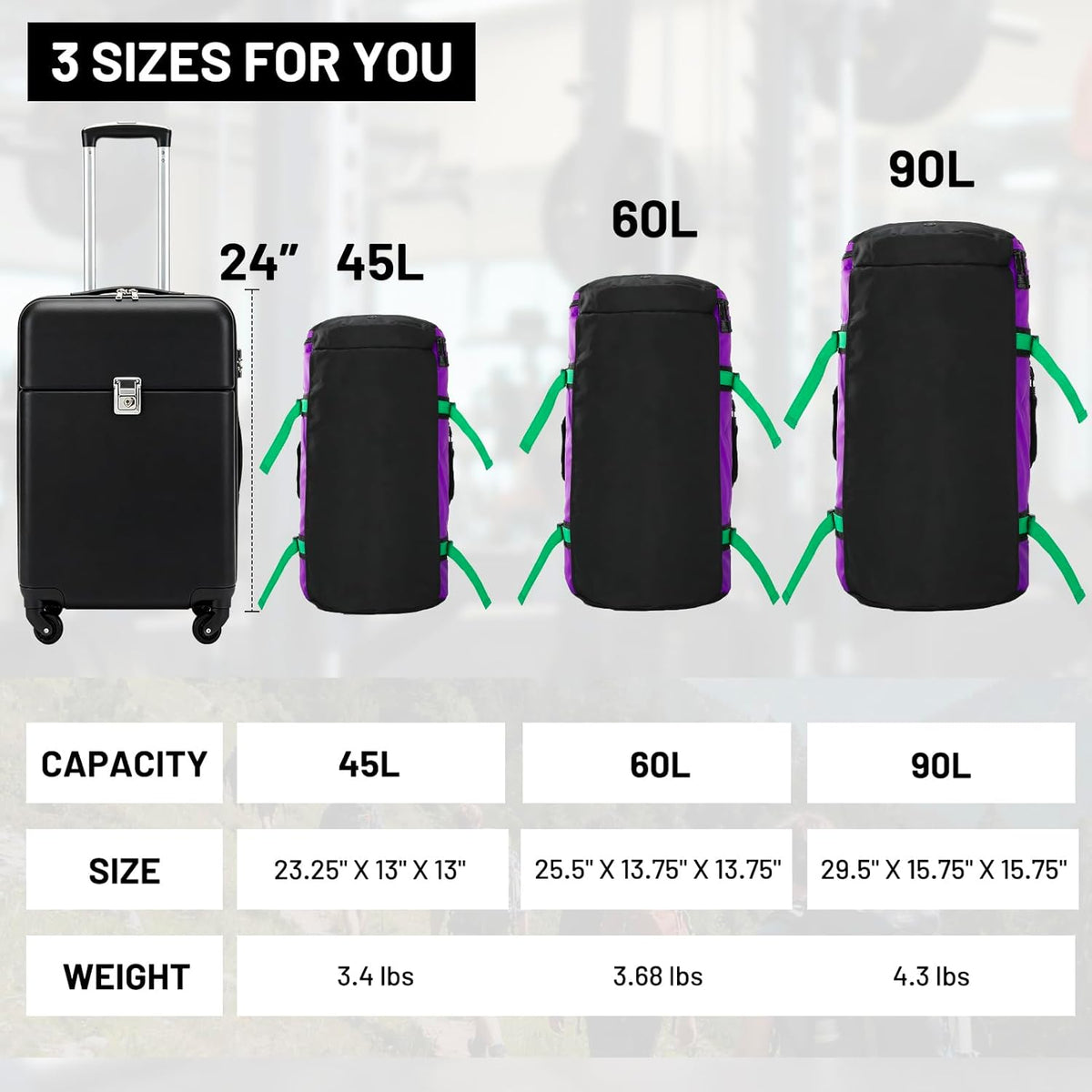 Large Duffle Bag Backpack for Travel Camping Gym Sports, 45L/60L/90L | Water Resistant, Convertible Duffel, Detachable Backpack Straps, Shoe Compartment, Heavy-Duty Tarpaulin, 3 Sizes