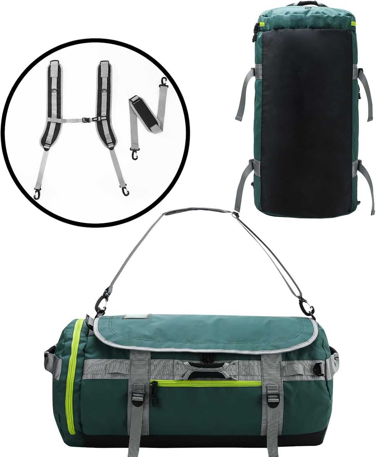 Large Duffle Bag Backpack for Travel Camping Gym Sports, 45L/60L/90L | Water Resistant, Convertible Duffel, Detachable Backpack Straps, Shoe Compartment, Heavy-Duty Tarpaulin, 3 Sizes