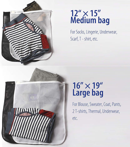 5 Pack (2 Large & 3 Medium) Delicates Laundry Bags, Bra Fine Mesh Wash Bag, Zippered, Protect Best Clothes in The Washer (5 Black, Set of 5)