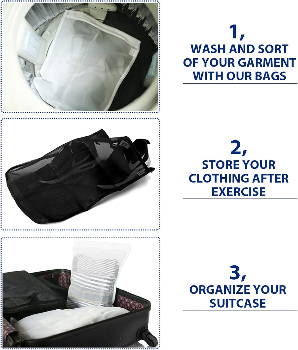 5 Pack (2 Large & 3 Medium) Delicates Laundry Bags, Bra Fine Mesh Wash Bag, Zippered, Protect Best Clothes in The Washer (5 Black, Set of 5)