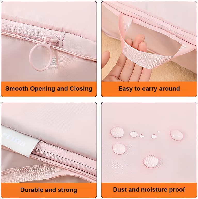 6 Set Compression Packing Cubes for Travel, Compressible, Lightweight, Space-Saving Luggage Organizer Bags for Organizing Clothes Shoes, Travel Accessories, Beige