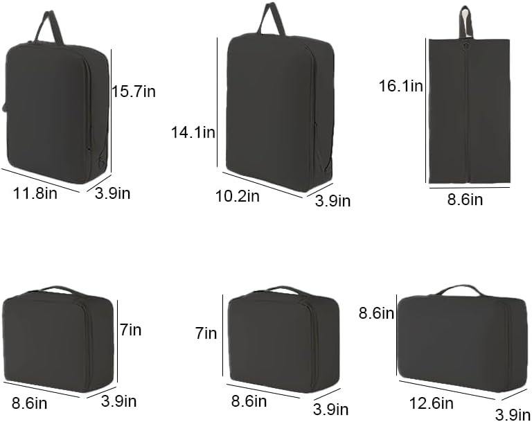 6 Set Compression Packing Cubes for Travel, Compressible, Lightweight, Space-Saving Luggage Organizer Bags for Organizing Clothes Shoes, Travel Accessories, Beige