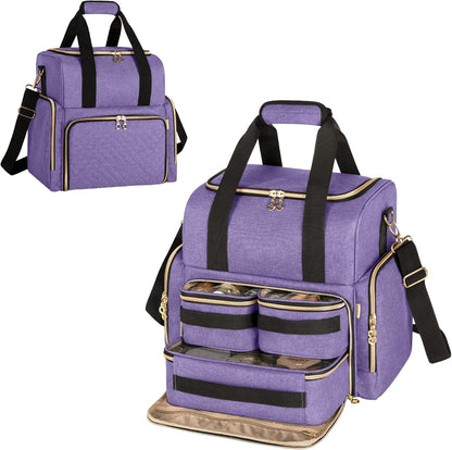 Large Travel Makeup Bag with 3 Removable Cases, Cosmetic Bag with Detachable Dividers (Patent Pending), Gray