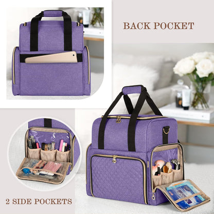 Large Travel Makeup Bag with 3 Removable Cases, Cosmetic Bag with Detachable Dividers (Patent Pending), Gray