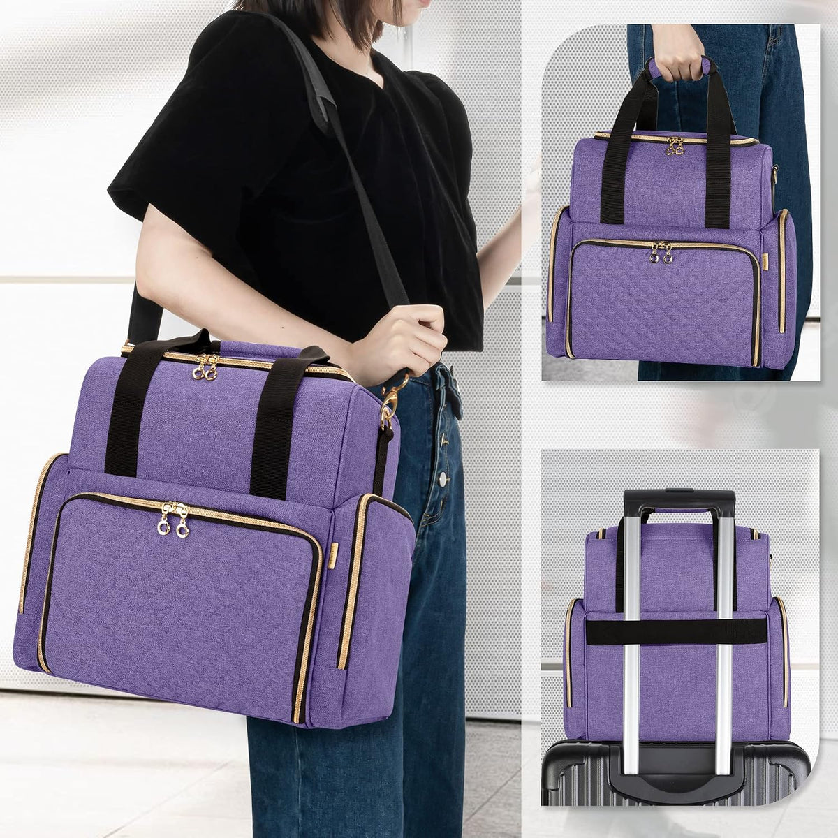 Large Travel Makeup Bag with 3 Removable Cases, Cosmetic Bag with Detachable Dividers (Patent Pending), Gray