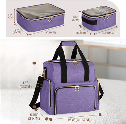 Large Travel Makeup Bag with 3 Removable Cases, Cosmetic Bag with Detachable Dividers (Patent Pending), Gray
