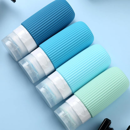 Travel Bottles for Toiletries, Tsa Approved 3oz Portable Travel Bottles, BPA Free Leak Proof Squeezable Silicone Travel Size Containers, Travel Accessories with Clear Toiletry Bag (4 Pack)