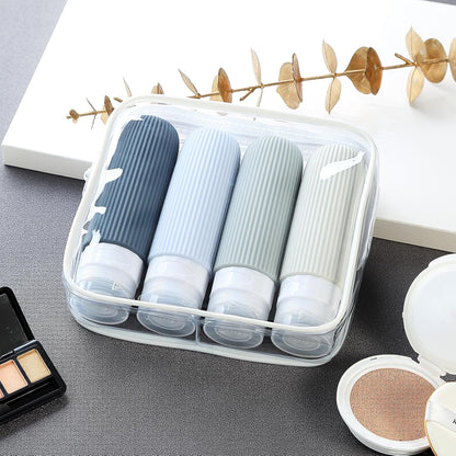 Travel Bottles for Toiletries, Tsa Approved 3oz Portable Travel Bottles, BPA Free Leak Proof Squeezable Silicone Travel Size Containers, Travel Accessories with Clear Toiletry Bag (4 Pack)