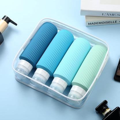 Travel Bottles for Toiletries, Tsa Approved 3oz Portable Travel Bottles, BPA Free Leak Proof Squeezable Silicone Travel Size Containers, Travel Accessories with Clear Toiletry Bag (4 Pack)