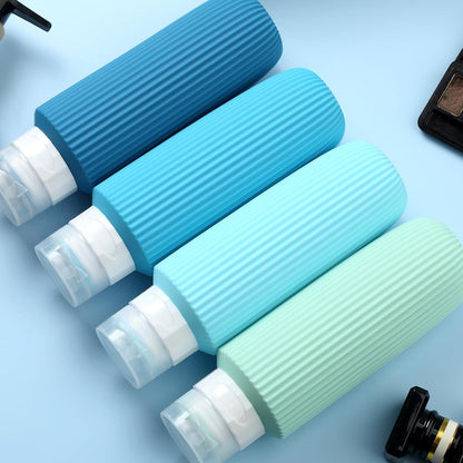 Travel Bottles for Toiletries, Tsa Approved 3oz Portable Travel Bottles, BPA Free Leak Proof Squeezable Silicone Travel Size Containers, Travel Accessories with Clear Toiletry Bag (4 Pack)