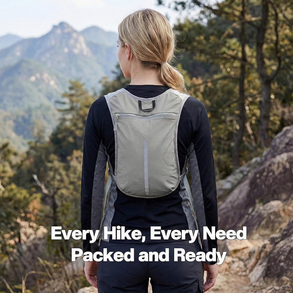 Hiking Backpack Ultralight – Packable Daypack for Women & Men, Breathable 3D Ventilated Backpack with Multiple Pockets, Foldable Travel Day Bag for Outdoor Walking, Camping & Commute（Gray,medium）