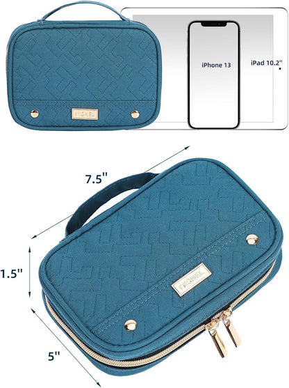 Travel Jewelry Case Organizer, Compact Jewelry Storage Bag for Necklaces, Earrings, Rings, Bracelets and Watch, Portable Jewelry Holder for Trip, Vacation, Daily Use, Pink