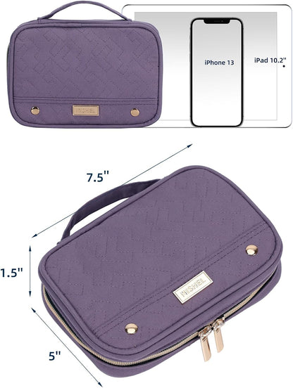 Travel Jewelry Case Organizer, Compact Jewelry Storage Bag for Necklaces, Earrings, Rings, Bracelets and Watch, Portable Jewelry Holder for Trip, Vacation, Daily Use, Pink