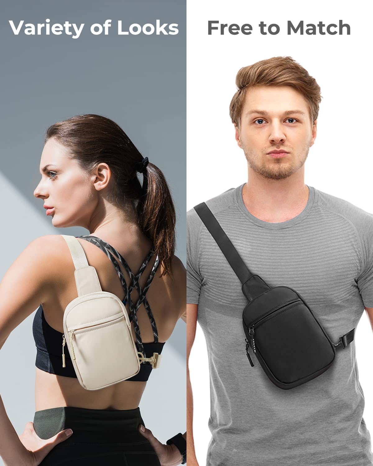 Small Sling Bag for Women and Men, Crossbody Bags Trendy Fanny Packs Chest Bag with Extended Strap