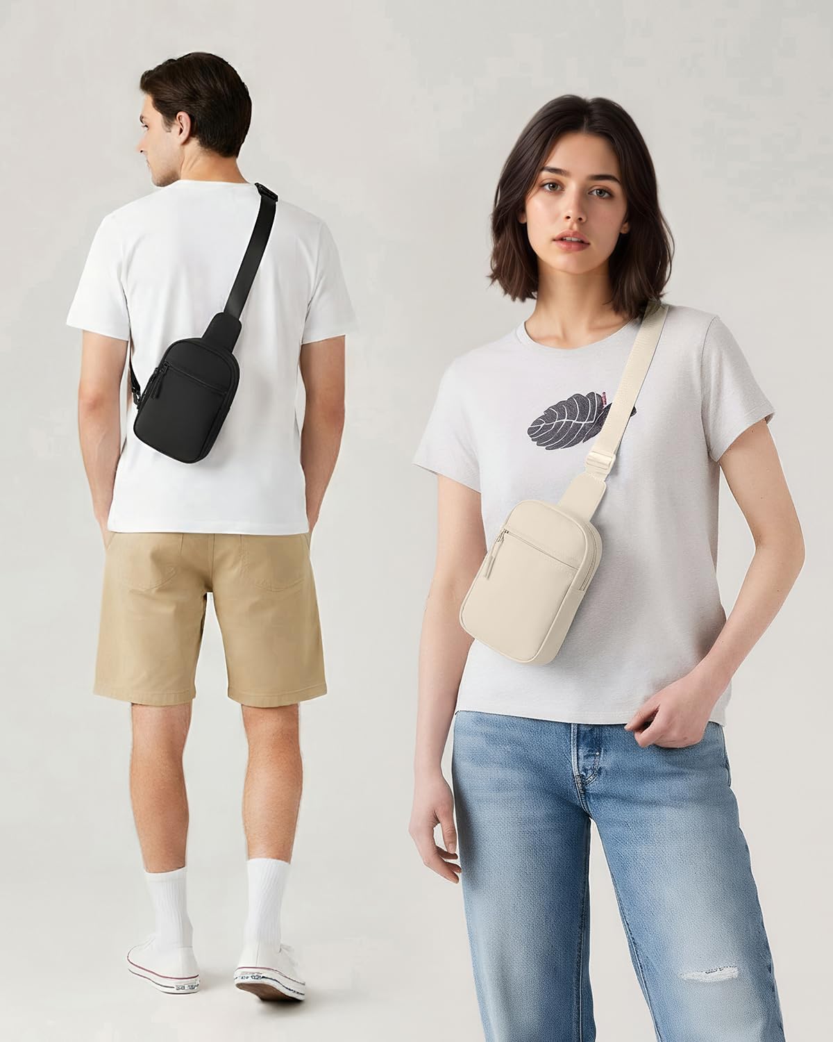 Small Sling Bag for Women and Men, Crossbody Bags Trendy Fanny Packs Chest Bag with Extended Strap