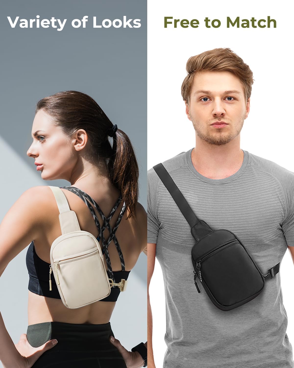 Small Sling Bag for Women and Men, Crossbody Bags Trendy Fanny Packs Chest Bag with Extended Strap