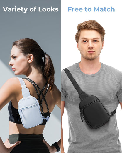 Small Sling Bag for Women and Men, Crossbody Bags Trendy Fanny Packs Chest Bag with Extended Strap