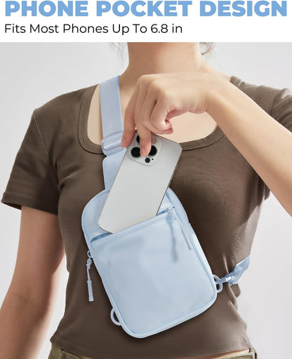 Small Sling Bag for Women and Men, Crossbody Bags Trendy Fanny Packs Chest Bag with Extended Strap